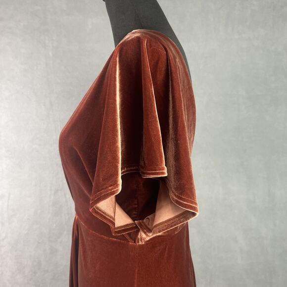 Revelry Gwen Velvet Long Maxi Dress Sz 8 Terracotta Formal Gown Bridesmaid Lined - Picture 4 of 8